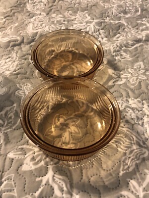 Corning Vintage TWO C-16-B Dust 1 Pint 450 ML Cooking Ribbed Bowls USA Lot