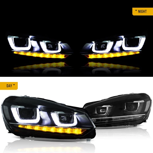 VLAND For 2010-2014 VOLKSWAGEN Golf 6 MK6/Jetta Wagon LED Headlights Sequential - Picture 2 of 13