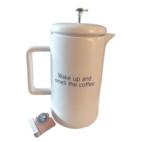 French Press Kaffeemaschine Keramik in Matt Sand Beige Creme Schwer Wand Hält Heiß - Bild 6 von 21