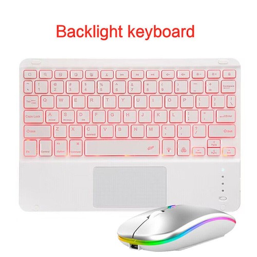 10" Backlit Touchpad Bluetooth Keyboard Mouse For iOS Android Windows Tablets PC - Picture 18 of 31