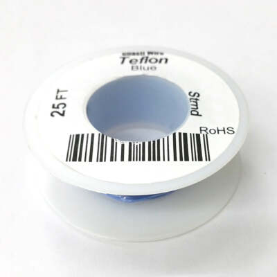 25FT 30AWG BLUE Hi Temp PTFE Insulated Silver Plated 600 Volt Hook-Up Wire