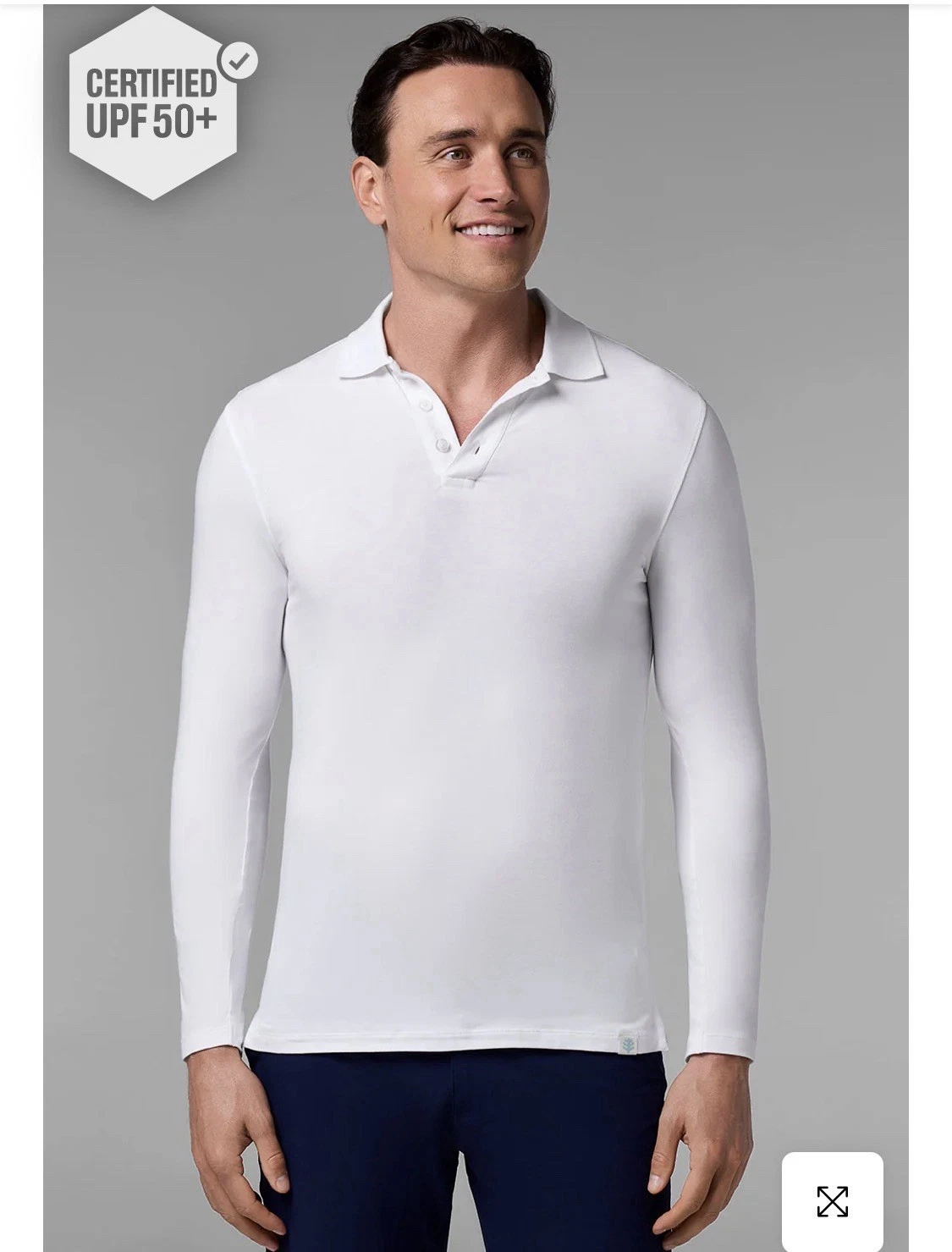 Coolibar Long Sleeve Polo Shirt Mens Medium White UPF 50+ Sun Protection
