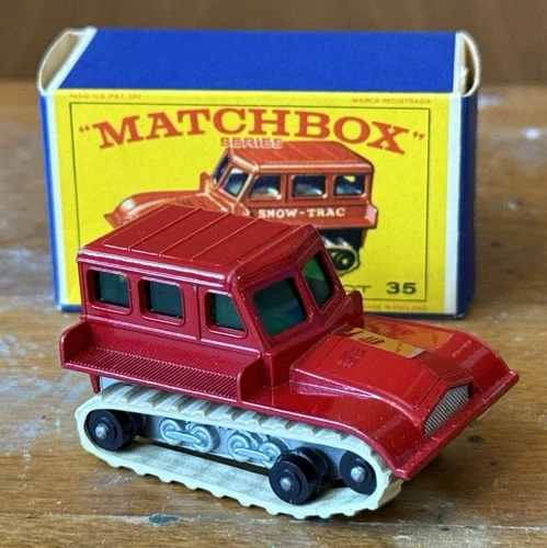 Vintage Lesney Matchbox 35 Snow-Trac Toy Car w/ Original Box