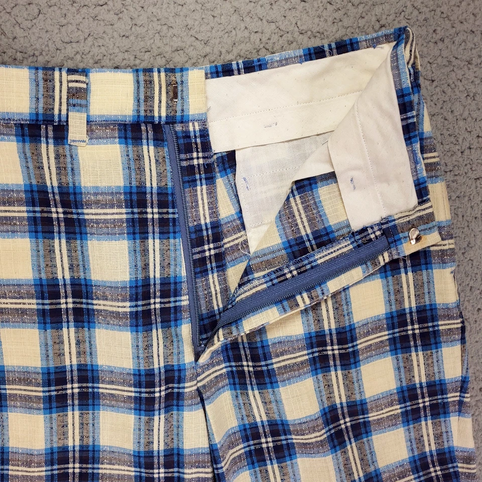 Pantalones cortos Harris Slacks vintage años 70 para hombre 32x8 azul a cuadros golf ecléctico abuelo EE. UU. Foto 2 de 4