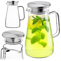 Kadax Glaskaraffe, Wasserkaraffe Mit Sieb Und Deckel Aus Edelstahl, 1.5L