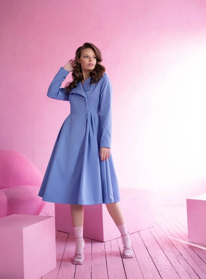 Gabardina Rain Sister’s azul claro doble botonadura XL/14 Petite Foto 2 de 3