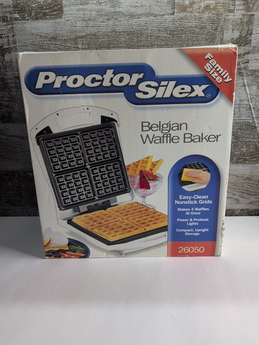 Proctor Silex Nonstick Belgian Waffle Maker Model 26050 Family Size New