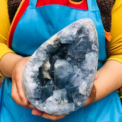 7.39LB Top natural blue crystal cave quartz crystal cave mineral specimen 4451