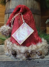 Rustic Grunged Christmas Santa Hat Shelf Sitter : Primitive Farmhouse Decor