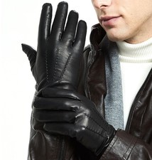 Luxury Mens Leather Gloves Cashmere Lined-Soft Comfortable Lambskin