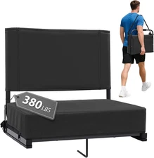 Stadium Seats with Back Support - Padded Portable Bleacher Seat Medium, Black 