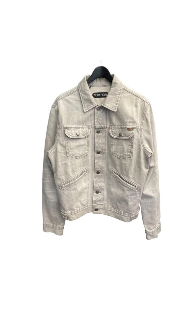 TOM FORD Light Gray Denim Jacket Button Front Poc… - image 1