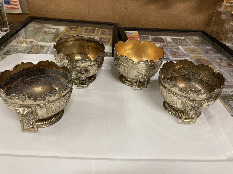 Lot Of 4 Antique MONTEITH BOWLS LION'S HEAD by Corbell & Co.