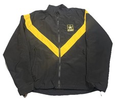 US Army Windbreaker Jacket Mens Black Yellow Full Zip Mesh Lined sz Small