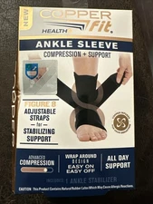 Copper Fit Health Ankle Sleeve Compression Support L/XL 10”-12 Advanced Compress