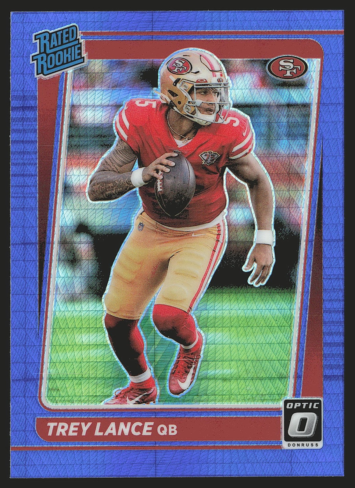 2021 Donruss Optic #203 Trey Lance Blue Hyper RC