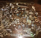 vintage broken costume jewelry lot Keys Rhinestone Coro