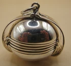 Pretty English Hallmarked Sterling Silver Folding Photo Ball Locket Pendant Fob