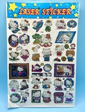 Vintage Sanrio Hello Kitty Laser Holographic Sticker Sheet 1990s Kawaii