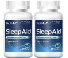 Sleep Aid, Diphenhydramine HCI 50mg, 250 Softgels Fall Asleep Faster 2 Pack