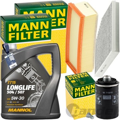 MANN INSPEKTIONSPAKET+5L MANNOL 504 5W-30 MOTORÖL passend für AUDI A4 A5 Q5 TFSI
