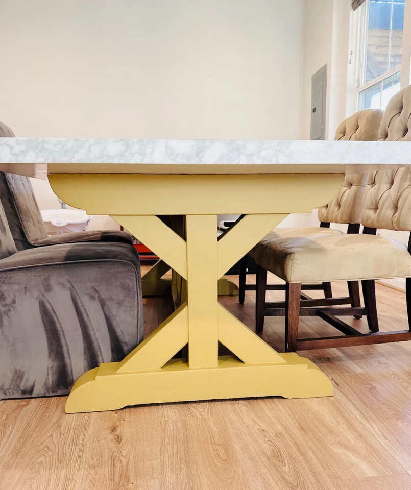 Mesa de comedor rectangular de granito para restauración 84" Foto 4 de 4