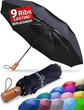 Raintrend Premium Umbrellas for Rain Double Canopy, 9 ribs, A Black Brown