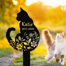 Custom Cat Memorial Stake, Metal Grave Marker Personalized Cat Loss Gift