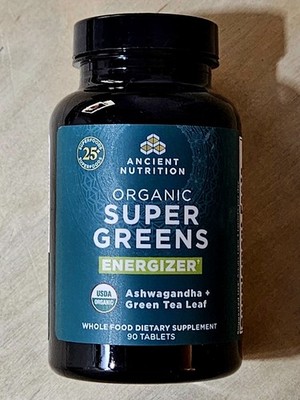 Ancient Nutrition Energizer Organic Super Greens 90 Tablets Expires 09/2026