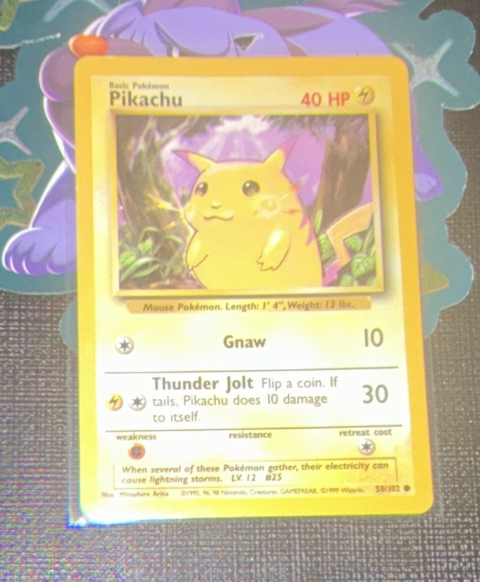 Pikachu 58/102 Yellow Cheeks Base Set 1999 Pokemon Unlimited Lightly Played