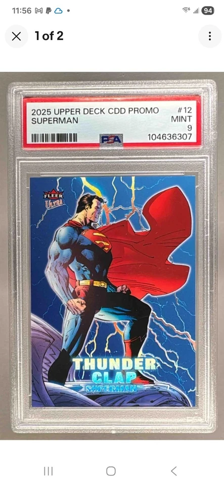 Superman 2025 Upper Deck Fleer Ultra Thunder Clap #12 PSA 9 - Image 2 of 4