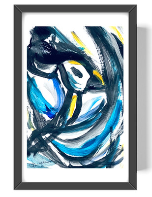 Guajardo Art: Peacock Beauty 9X6 Paper Abstract Neo Expressionism
