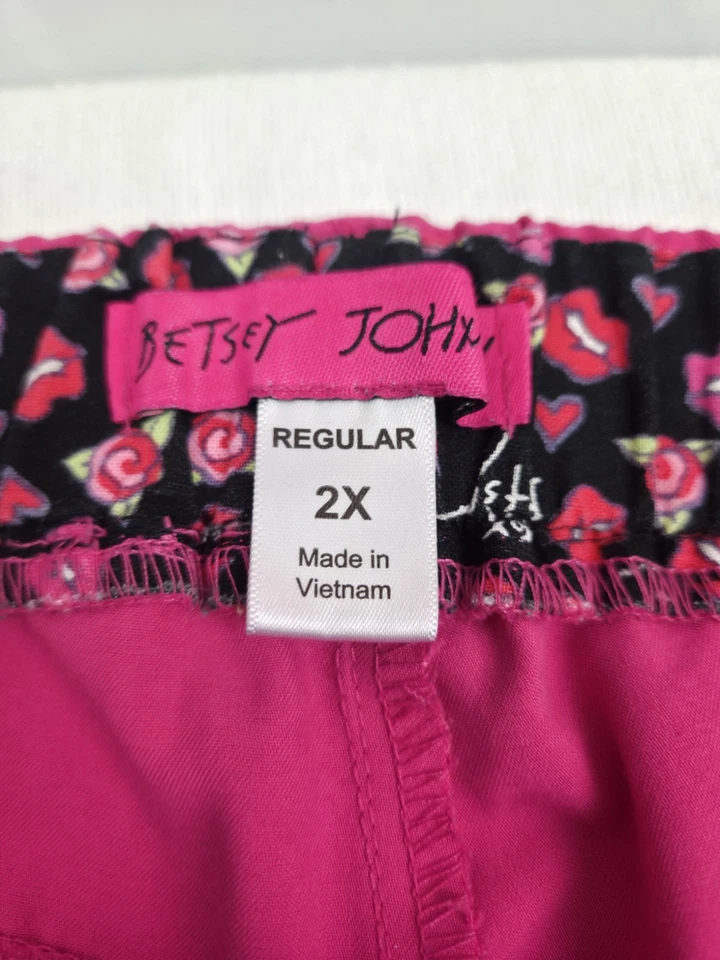 Exfoliantes para mujer Betsy Johnson rosa suave mezcla de algodón talla 2X Foto 2 de 4