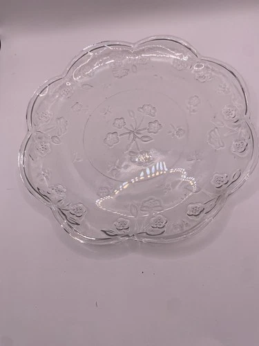 Anchor Hocking Savannah Clear 10" Single Dinner Plate Pressed Floral Motif