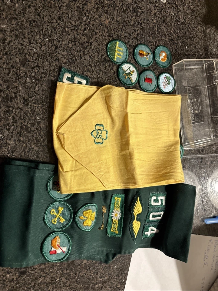 Vintage 1960 Girl Scout EE. UU. Faja Estrella Pin Insignias de Mérito Parches Alas Bufanda Foto 4 de 4
