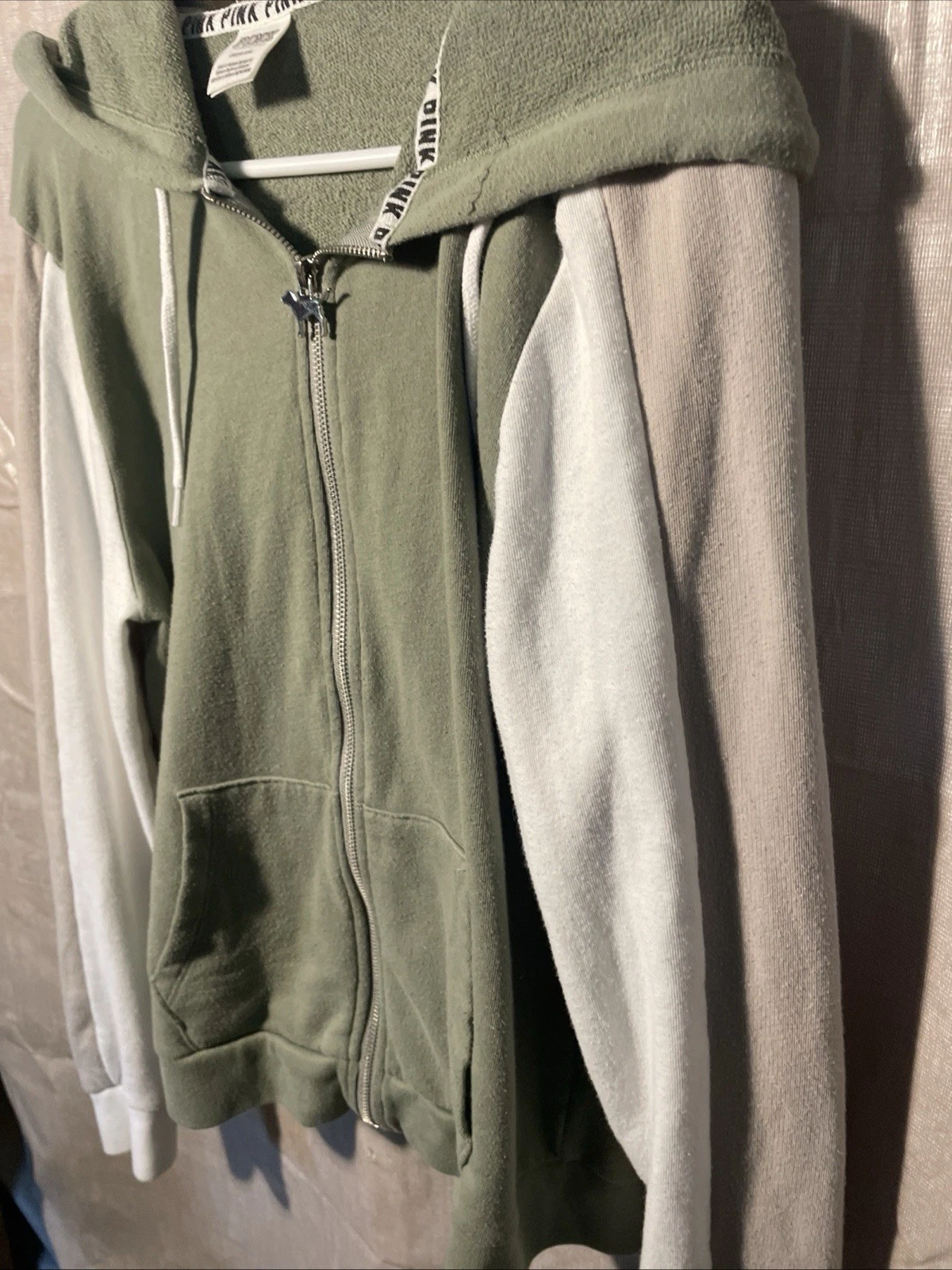 UNDERCOVER Victoria's Secret rosa felpa con cappuccio donna S verde con logo cane giacca zip intera Terry