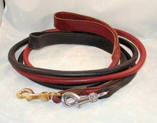 6 foot Rolled Leather Dog Leash Lead Brown/brass Black/Stainless Amish Made