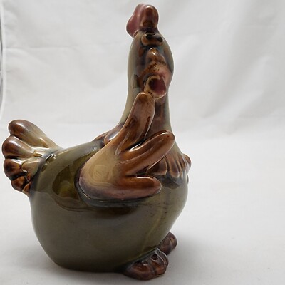 Ceramic Confused Rooster Hen Chicken Poultry Farm Fowl Chicks Figurines 4.5 in.