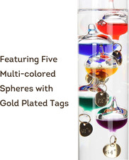 Galileo 14 Inch Glass Thermometer with 5 Multi Colored Spheres in Fahrenheit ...