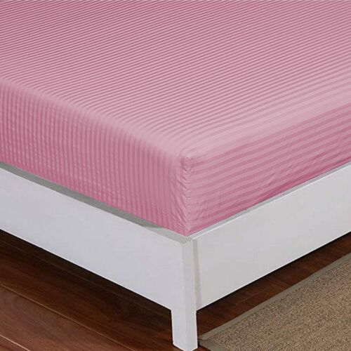 Hotel Quality Satin Stripe Fitted Sheet 100% P Cotton Double Bed Mattress Cover - Picture 38 of 44
