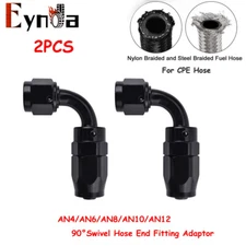 2PCS 4/6/8/10/12 AN 90 Degree Swivel Hose End Fitting Adaptor For CPE Fuel Hose