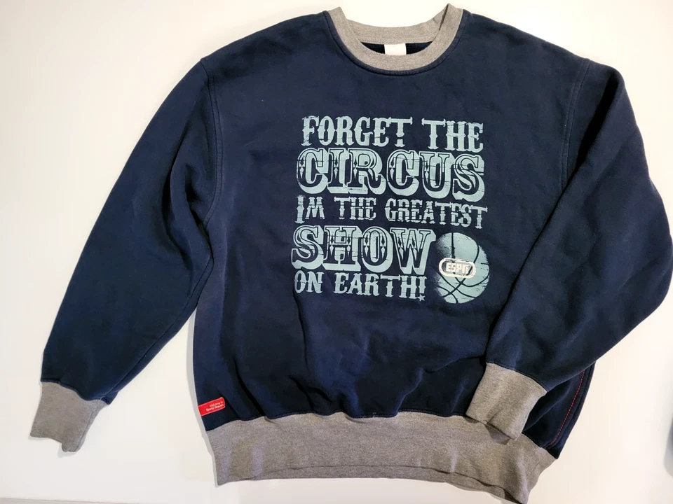 Suéter ESPN Vintage Años 80 Para Hombre Grande Azul Gris Pullover Logo Original Retro Foto 2 de 4