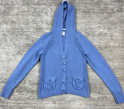 Old Navy Sweater Youth Small Blue Button Up Hooded Longsleeve Cotton