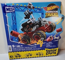 Mega Hot Wheels Monster Truck Agitador de Huesos Curso de Aplastamiento Construcción Juguete para Niños