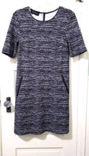 FLASH SALE! Donna Morgan STRETCHY Jersey Knit Dress 10 Medium Gray Black Pockets