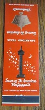 TOWER OF THE AMERICAS RESTAURANTS MATCHBOOK MATCHCOVER (SAN ANTONIO, TEXAS) -E2