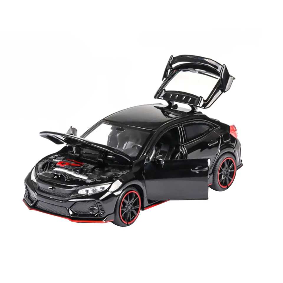 1/32 Black Model Car Diecast Toy Collection Sound&Light For Honda Civic Type R G - Image 2 of 4