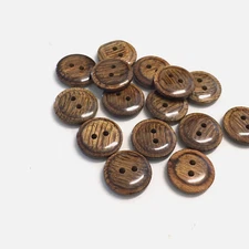 24 Buttons Shiny Wood Grain Design Brown Plastic 2-Hole Sew Through 19 mm #BR76