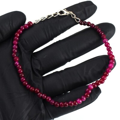 Traumhaftes einzelnes Strang rosa Rubin 27,00 kt Perlen Top Armband VK 59 E695