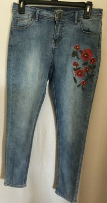 floral patch jeans
